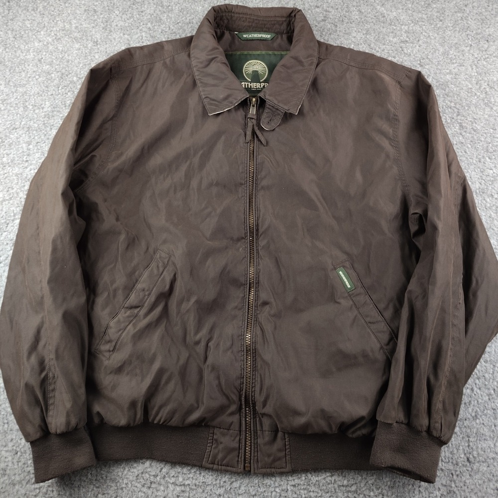 Weatherproof Harrington Bomber Jacket Mens Medium Brown Preppy Golf